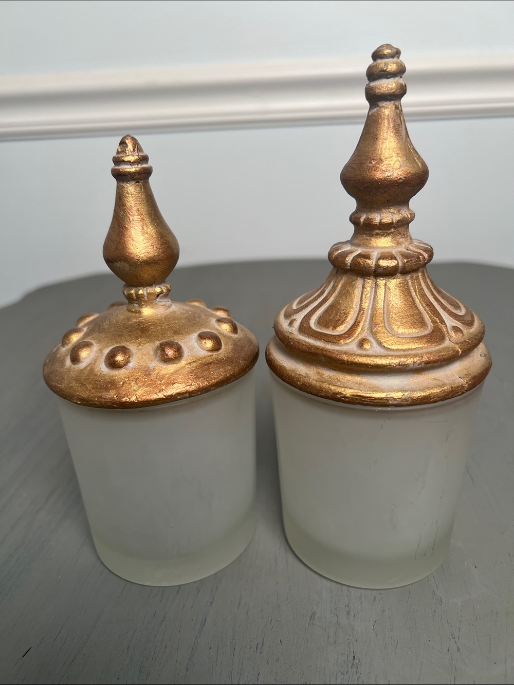 Gold Frosted Glass Decorative Canisters - Elegant Home Accents